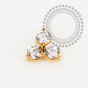 TN2212 Topo Mini Trinity Luxo CZ Titânio PVD Gold