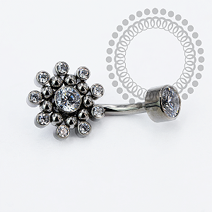 TN2215 Navel Sun Flower CZ Desmontável Titânio ASTM F136
