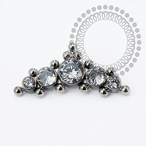 TN2239 Topo Cluster 5 CZ e Esferas 1.6mm Titânio ASTM F136