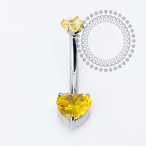 TN2243 Navel Coração CZ Amarelo Titânio ASTM F136