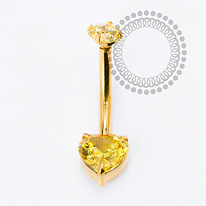 TN2244 Navel Coração CZ Amarelo Titânio PVD Gold