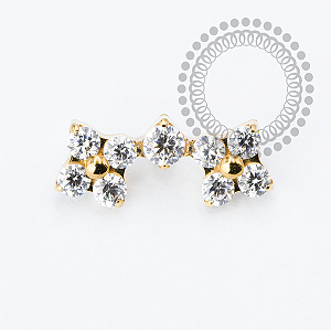 TN2259 Topo Mini Cluster Trinitys e CZ Central Titânio PVD Gold