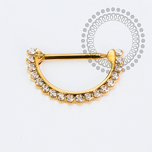 TN2250 Nipple Clicker Haste Reta CZ  Titânio PVD Gold