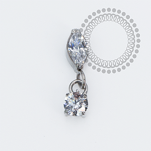 TN2252 Topo Navete Vertical Pingente Push Pin CZ Titânio ASTM F136