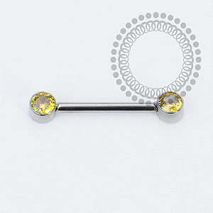 TN2254 Nipple CZ Flat Amarelo Push Pin Titânio ASTM F136