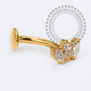 TN2274 Navel Floating Push Pin Navetes Titânio PVD Gold