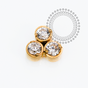 TN2265  Topo Trinity Circular CZ Push Pin Titânio PVD Gold