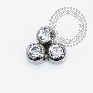 TN2266 Topo Trinity Circular CZ Push Pin Titânio ASTM F136