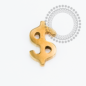 TN2263 Topo Cifrão Liso Titânio PVD Gold
