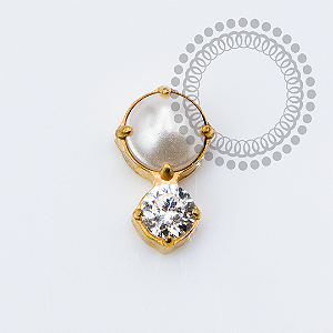 TN2289 Topo Pérola e Zirconia Titânio PVD Gold