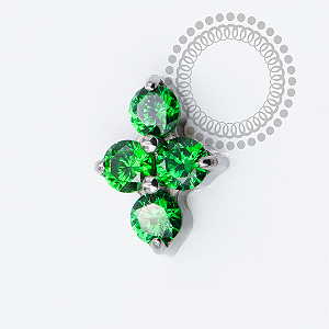 TN2304 Topo Mini Clover CZ Verde Push Pin Titânio ASTM F136