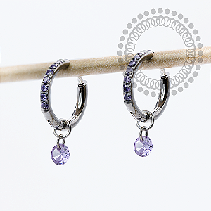 TN2305 Brincos Argola CZ Roxo Ping. 1 CZ Titânio ASTM F136