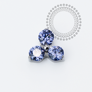 TN2311 Topo Trinity Lux Tanzanite Push Pin Titânio ASTM F136