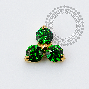 TN2316 Topo Trinity Lux Esmeralda Push Pin Titânio PVD Gold