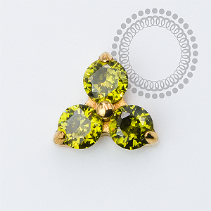 TN2320 Topo Trinity Lux Peridot Push Pin Titânio PVD Gold