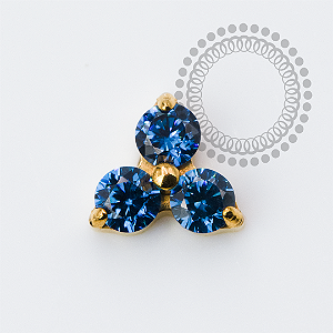 TN2321 Topo Trinity Lux Safira Push Pin Titânio PVD Gold