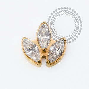 TN2278 Topo 3 Navetes CZ Titânio PVD Gold