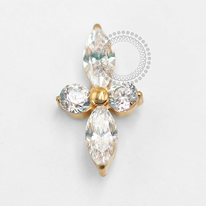 TN2332 Topo Piercing Mini Astra CZ Titânio PVD Gold