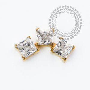 TN2344 Topo Cluster 3 CZ Quadradas   Titânio PVD Gold