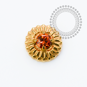 TN2367 Topo Girassol CZ Laranja Titânio PVD Gold