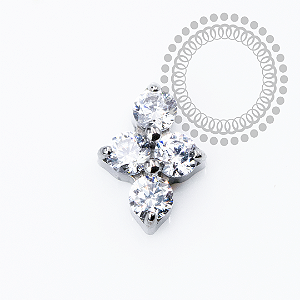 TN2366 Topo Mini Clover CZ Cristal Push Pin Titânio ASTM F136