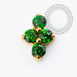 TN2350 Topo Mini Clover CZ Verde Push Pin Titânio PVD Gold