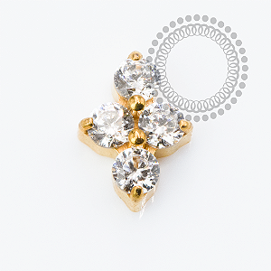 TN2349 Topo Mini Clover CZ Cristal Push Pin Titânio PVD Gold