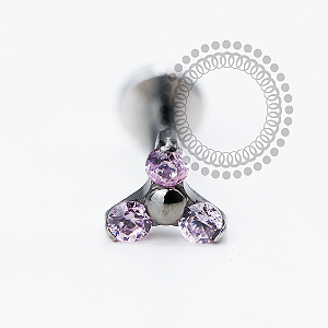 PB143 Labret Trinity CZ Rosa Aço 316L