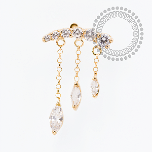 OR106 Microbell Cluster CZ Pingente Navetes Ouro 18K