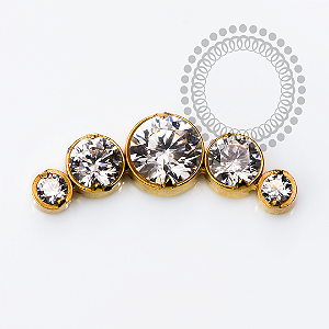 TN2455 Topo Cluster 5 Pedras CZ  Titânio PVD Gold