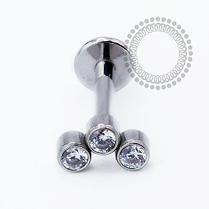 PB151 Labret Mini Cluster 3 CZ Aço 316L
