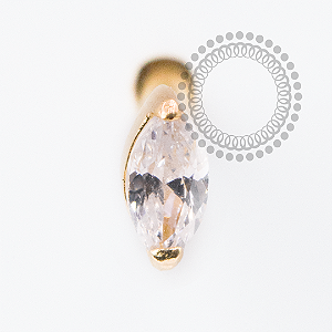 OR111 Microbell Navete Zirconia 6mm Ouro 18k