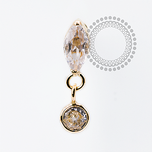 OR114 Microbell Navete Pingente CZ  8mm Ouro 18k