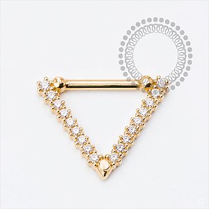 OR123 Segmento Triangular Cravejado Frontal Ouro 18k