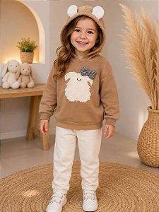 Blusão Infantil Canguru Marron com Capuz Coelhinho