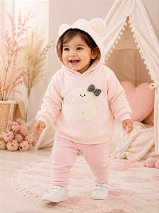 Blusão Infantil Canguru Rosa com Capuz