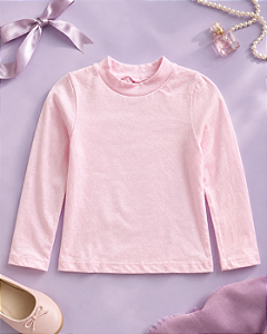 Blusa Básica Rosa Infantil Manga Longa