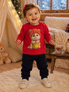 Conjunto Infantil Kyly Vermelho e Marinho