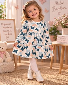 Vestido Infantil Kyly Manga Longa Borboletas