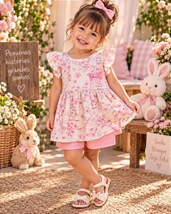 Conjunto Coelho Rosa Primavera-Verão