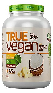 True Vegan Proteína Vegana 837g - True Source - Zero Lactose Sabor True Vegan Chocolate Branco C/coco