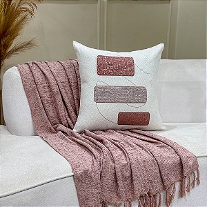 Almofada Bordada em Linho 52x52 - Julieta Tons Rose