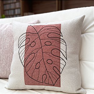Almofada Bordada em Linho 52x52 – Lírica Rose