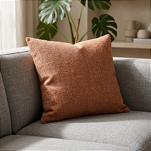 Almofada em Linho Liso Mesclado Terracota 52x52 – Terra