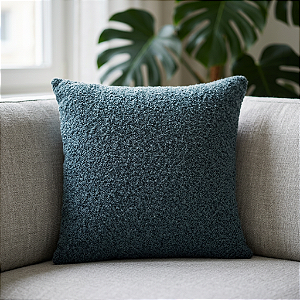 Almofada em Bouclé Liso Azul 52x52 – Azzura
