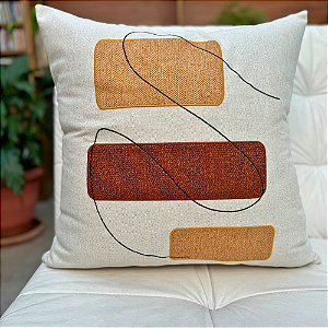 Almofada Bordada em Linho 52x52 - Julieta Tons Terroso