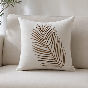 Almofada Bordada em Linho 52x52 - Ramos Terra