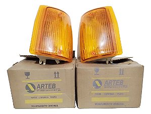 Par Pisca Seta Completa Arteb Uno Âmbar C/logo Fiat 84 / 90