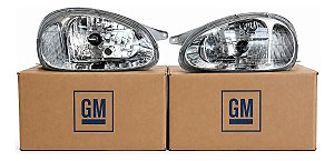 Par Farol Corsa 00/02 Lente Lisa Vidro Padrão Original Gm Ambos Lados