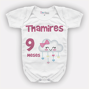 Body Bebê Personalizado Chuva De Amor Mês Aniversário Menina